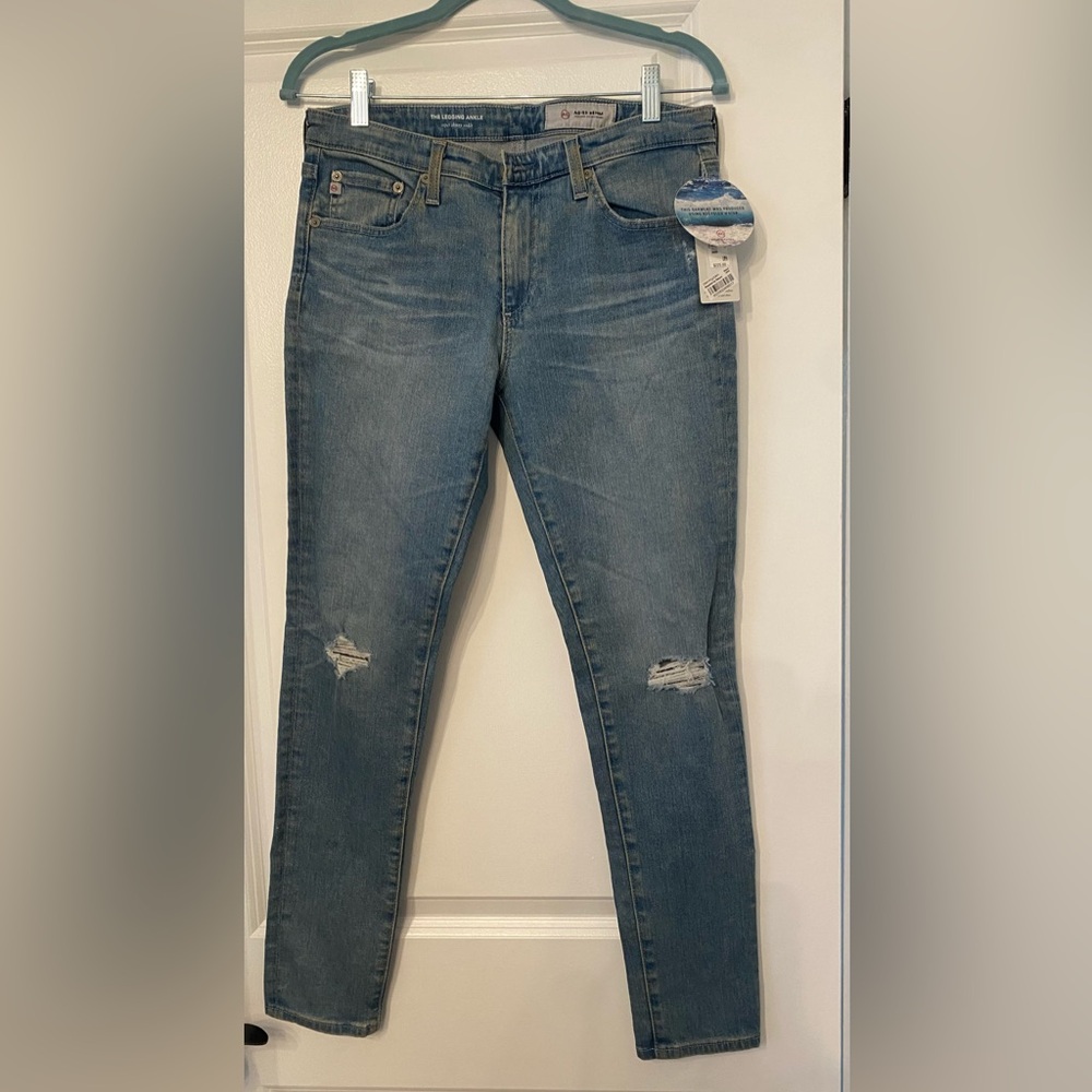 Adriano Goldschmied Super Skinny Ripped Ankle Legging Jeans Blue 29 Denim NWT